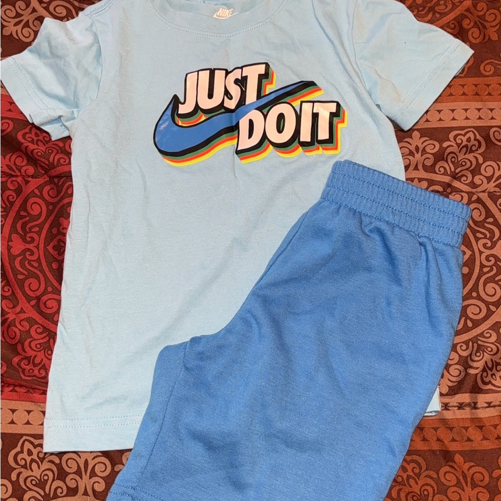 Nike Light Blue 'Just Do It' Tee and Shorts